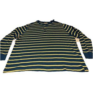 Foundry Shirt Mens 4XL Tall 4XLT Blue Yellow Henley Long Sleeve Button New